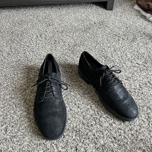 BORN Herman Black Distressed Suede Leather Oxfod Shoe Men’s 11 M Comfort - Picture 2 of 12